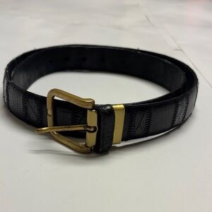 Vintage Cale’ genuine crocodile black belt with gold buckle size 39